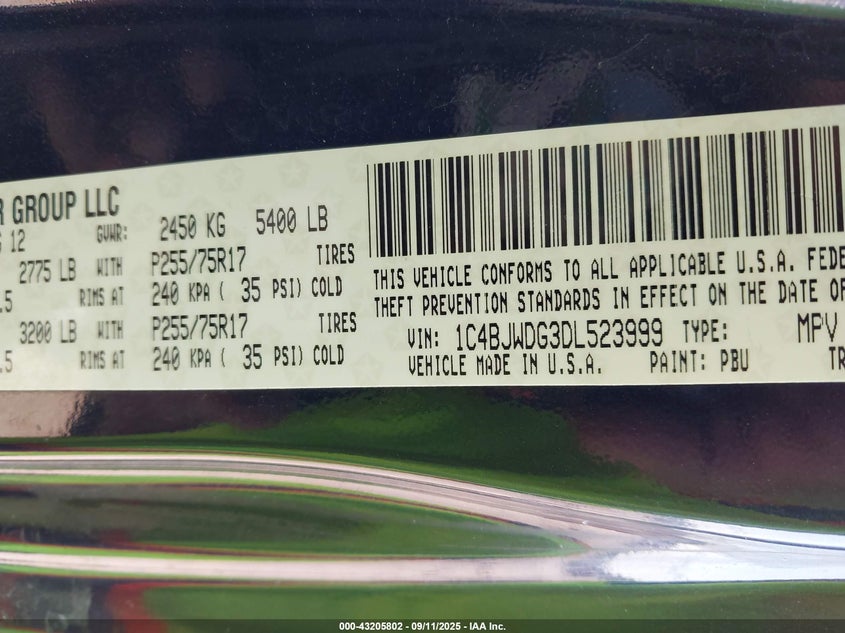 2013 JEEP WRANGLER UNLIMITED SPORT - 1C4BJWDG3DL523999