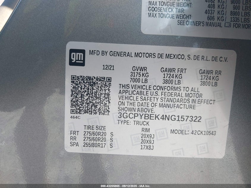 2022 CHEVROLET SILVERADO 1500 LTD 4WD  SHORT BED CUSTOM - 3GCPYBEK4NG157322