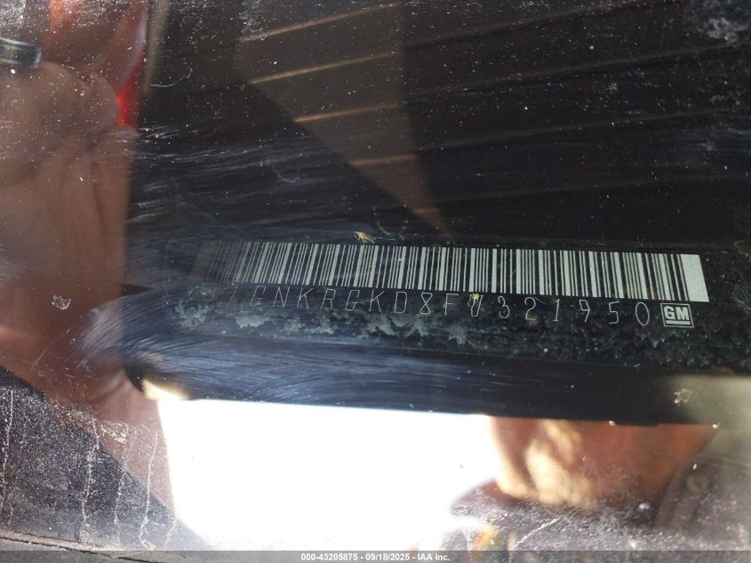 2015 Chevrolet Traverse 1Lt VIN: 1GNKRGKD8FJ321950 Lot: 43205875