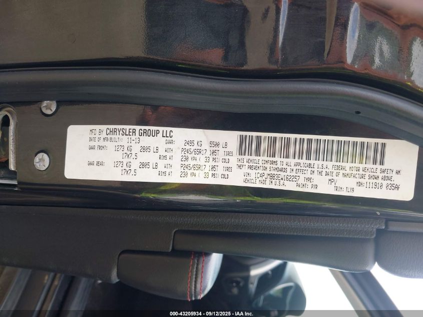 2014 Jeep Cherokee Trailhawk VIN: 1C4PJMBB3EW162257 Lot: 43205934