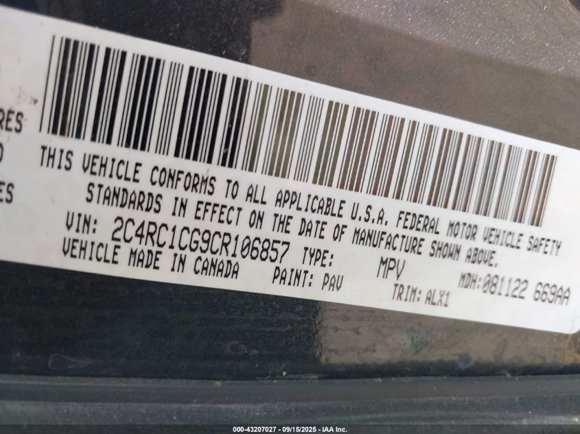 2012 Chrysler Town & Country Touring-L VIN: 2C4RC1CG9CR106857 Lot: 43207027