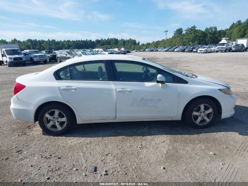 2012 Honda Civic Natural Gas VIN: 19XFB5F55CE000222 Lot: 43207227