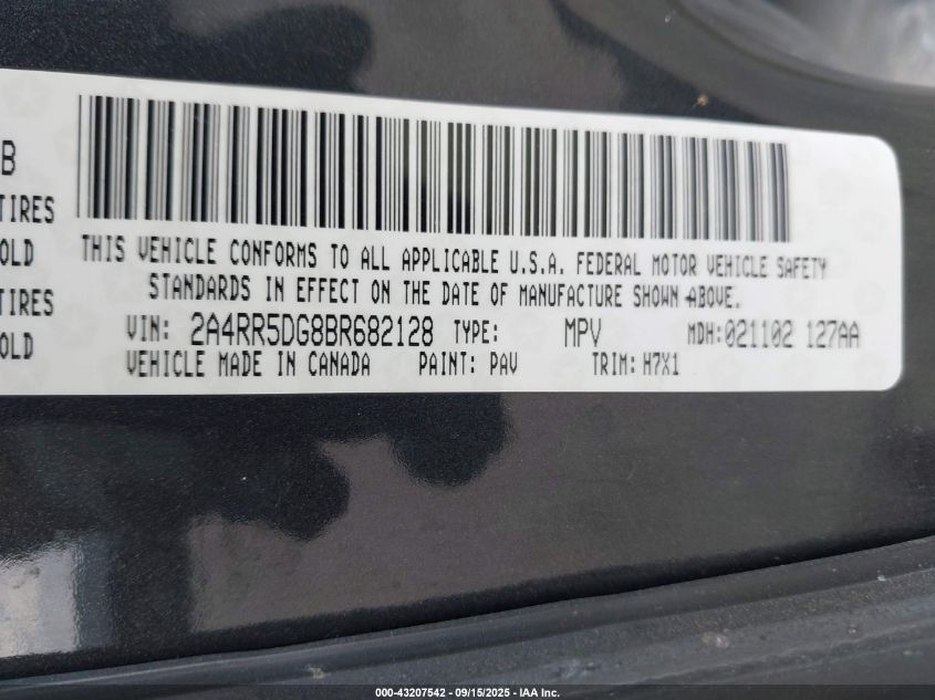 2011 Chrysler Town & Country Touring VIN: 2A4RR5DG8BR682128 Lot: 43207542