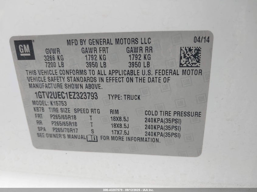 2014 GMC SIERRA 1500 SLE - 1GTV2UEC1EZ323793