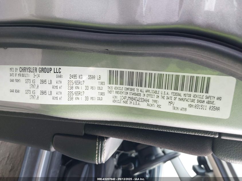 2014 Jeep Cherokee Sport VIN: 1C4PJMAB4EW233404 Lot: 43207640