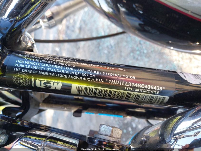 2016 Harley-Davidson Xl1200 T VIN: 1HD1LL314GC436438 Lot: 43207725