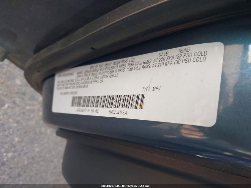 2005 Subaru Outback 2.5I VIN: 4S4BP61C156391997 Lot: 43207845