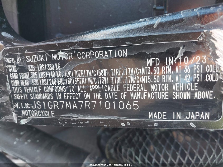 2024 SUZUKI GSX-R750 - JS1GR7MA7R7101065