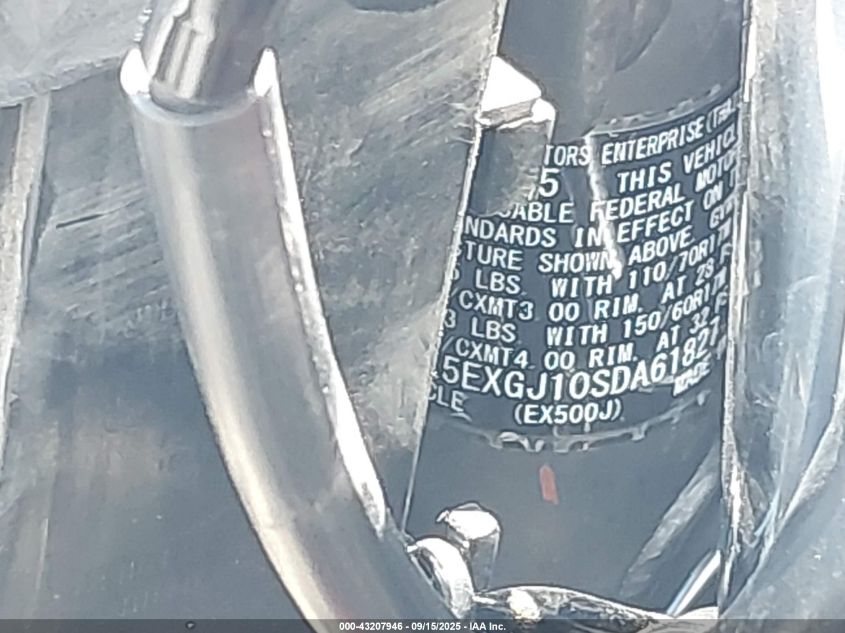 2025 Kawasaki Ex500 A/B VIN: ML5EXGJ10SDA61827 Lot: 43207946