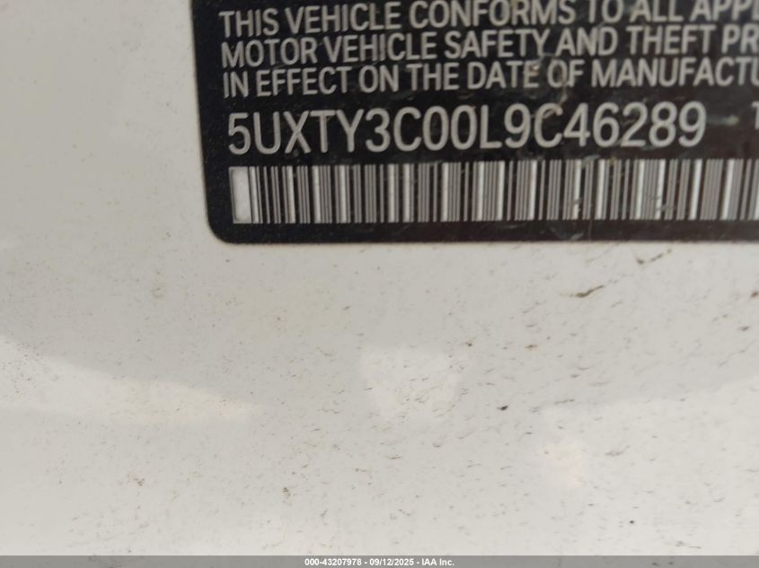 2020 BMW X3 Sdrive30I VIN: 5UXTY3C00L9C46289 Lot: 43207978