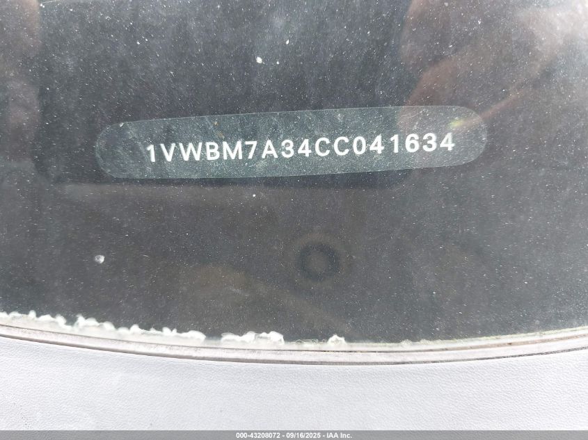 2012 Volkswagen Passat 3.6L V6 Se VIN: 1VWBM7A34CC041634 Lot: 43208072