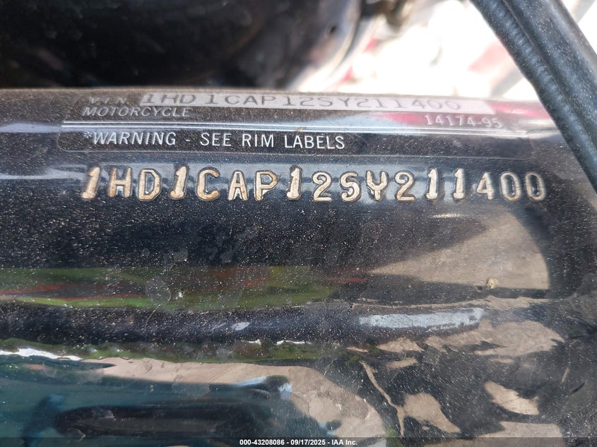 1995 Harley-Davidson Xl1200 VIN: 1HD1CAP12SY211400 Lot: 43208086