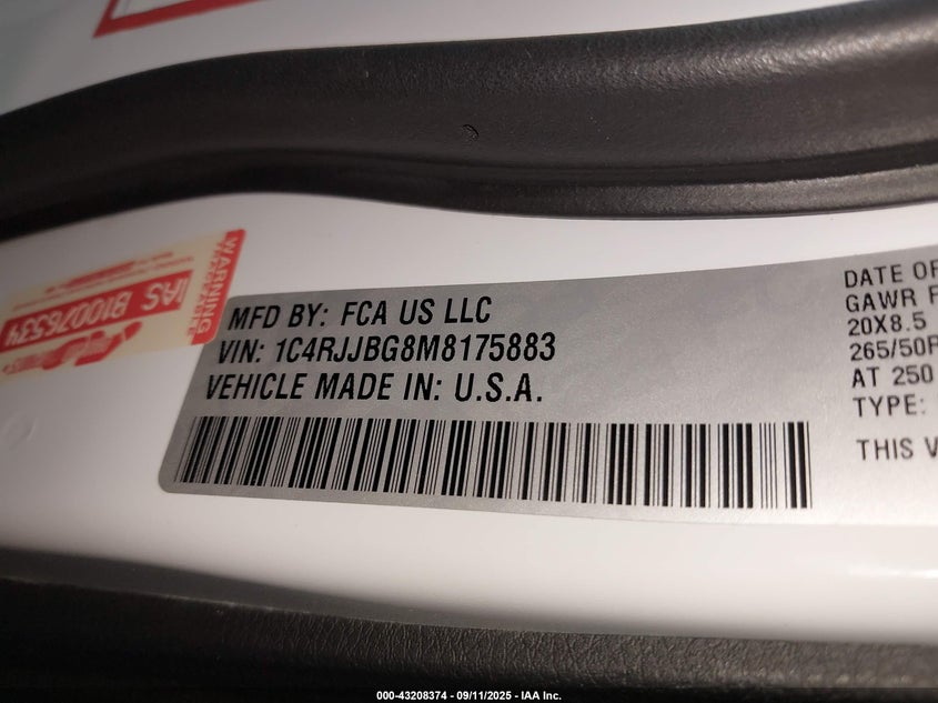 2021 JEEP GRAND CHEROKEE L LIMITED 4X2 - 1C4RJJBG8M8175883