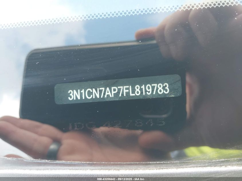 2015 Nissan Versa 1.6 S VIN: 3N1CN7AP7FL819783 Lot: 43208443