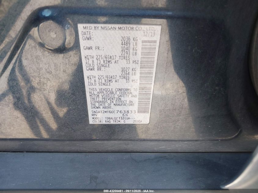 2014 NISSAN ROGUE SV - 5N1AT2MT6EC763833