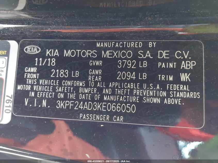 2019 KIA FORTE LXS - 3KPF24AD3KE066050