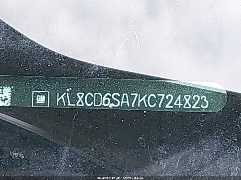 2019 Chevrolet Spark 1Lt Cvt VIN: KL8CD6SA7KC724823 Lot: 43209112