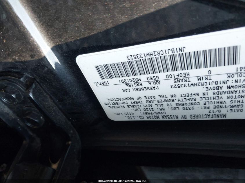 2017 Nissan Rogue Sport Sl VIN: JN1BJ1CR2HW133523 Lot: 43209318