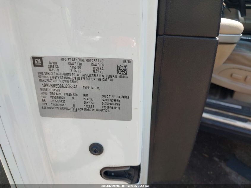2010 GMC Acadia Slt-2 VIN: 1GKLRNED0AJ268641 Lot: 43209396