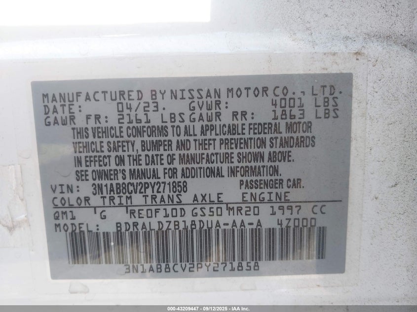 3N1AB8CV2PY271858 2023 NISSAN SENTRA photo no. 9