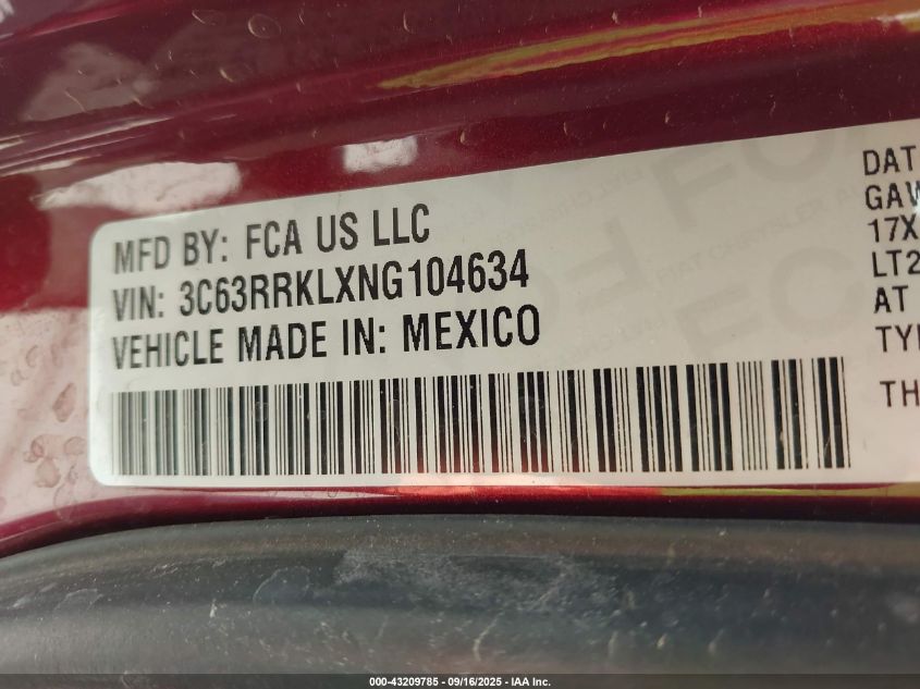 2022 Ram 3500 Limited Longhorn 4X4 8' Box VIN: 3C63RRKLXNG104634 Lot: 43209785