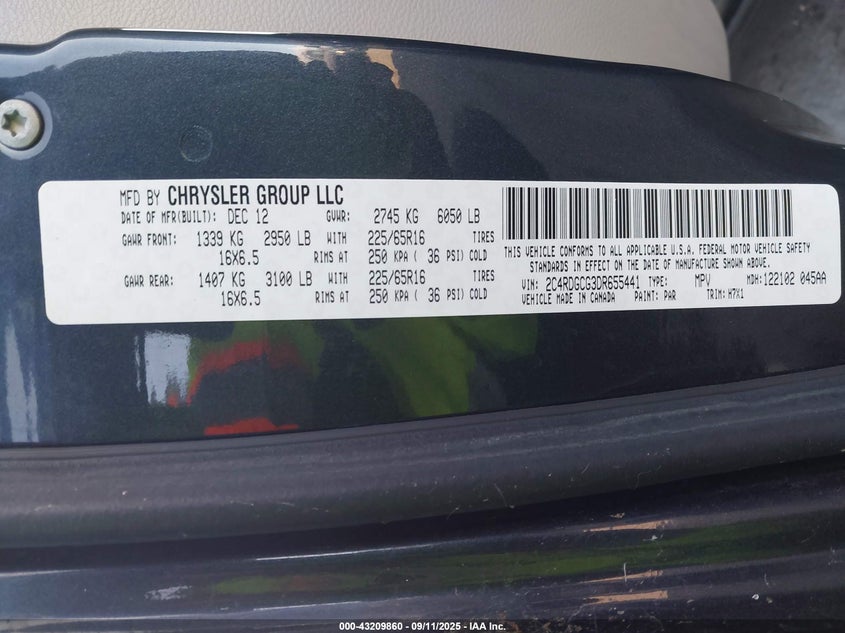 2013 DODGE GRAND CARAVAN SXT - 2C4RDGCG3DR655441