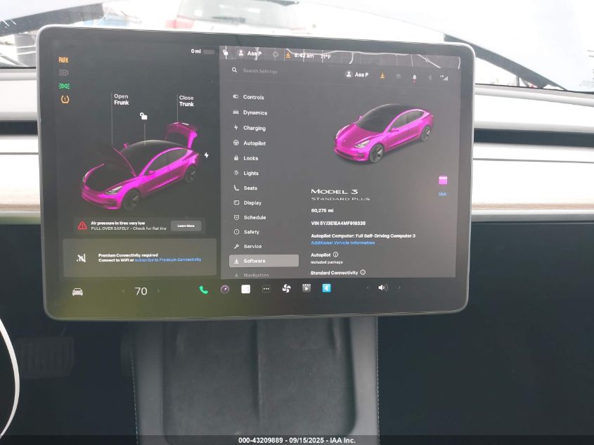 2021 Tesla Model 3 Standard Range Plus Rear-Wheel Drive VIN: 5YJ3E1EA4MF919335 Lot: 43209889