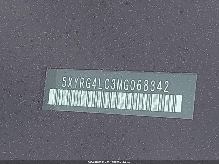 2021 Kia Sorento Lx VIN: 5XYRG4LC3MG068342 Lot: 43209931