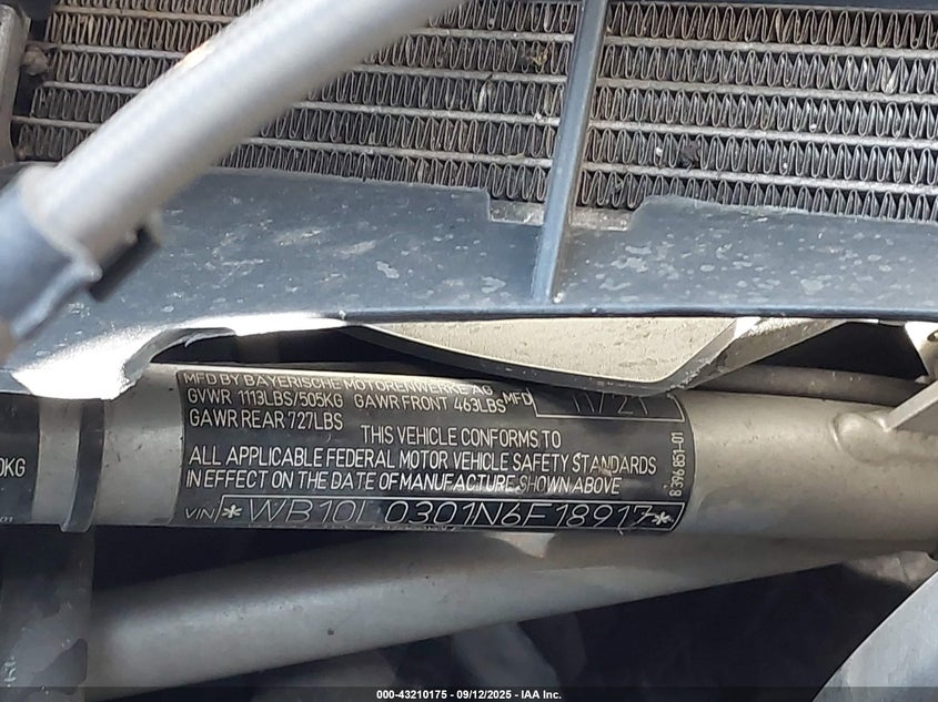 2022 BMW R 1250 RT WB10L0301N6F18917