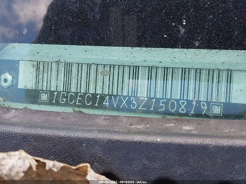 2003 Chevrolet Silverado 1500 Ls VIN: 1GCEC14VX3Z150819 Lot: 43210263