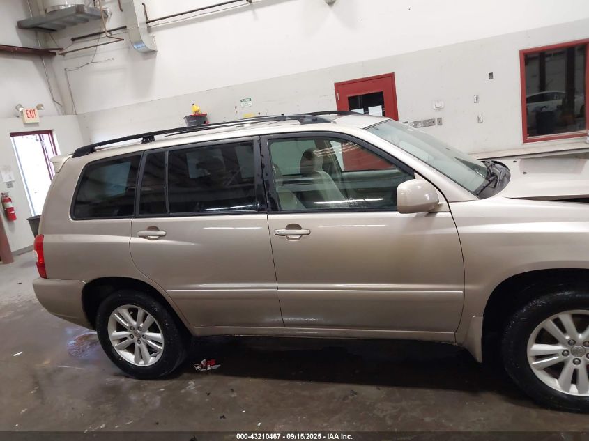 2006 Toyota Highlander Hybrid V6 VIN: JTEDW21A960014129 Lot: 43210467