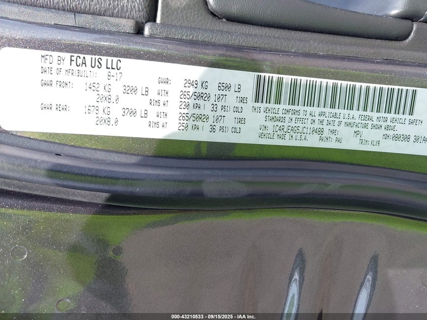 2018 JEEP GRAND CHEROKEE ALTITUDE 4X2 - 1C4RJEAG5JC110488