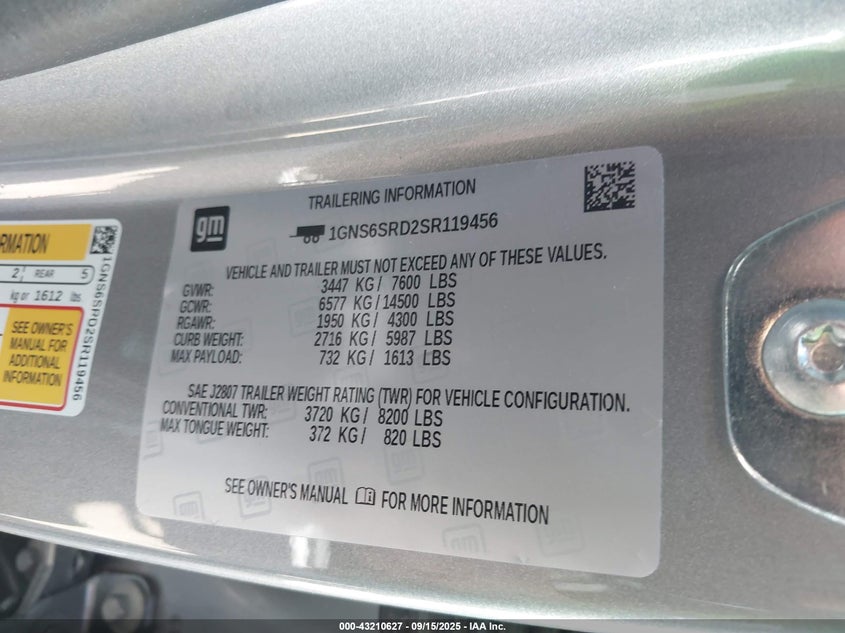 2025 CHEVROLET TAHOE 4WD PREMIER - 1GNS6SRD2SR119456