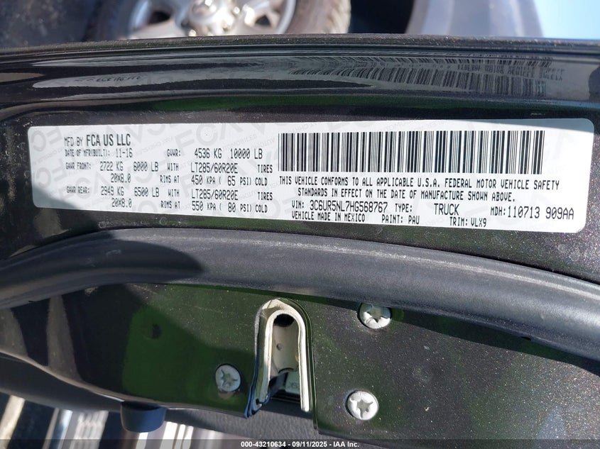 2017 RAM 2500 LARAMIE  4X4 6'4 BOX - 3C6UR5NL7HG568767
