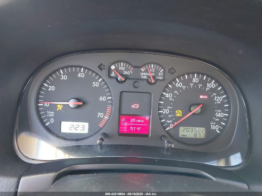 2001 Volkswagen Jetta Glx VIN: 3VWTG69M81M162018 Lot: 43210684