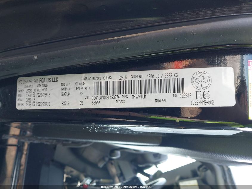 2016 Jeep Wrangler Sport VIN: 1C4AJWAGXGL183674 Lot: 43210942