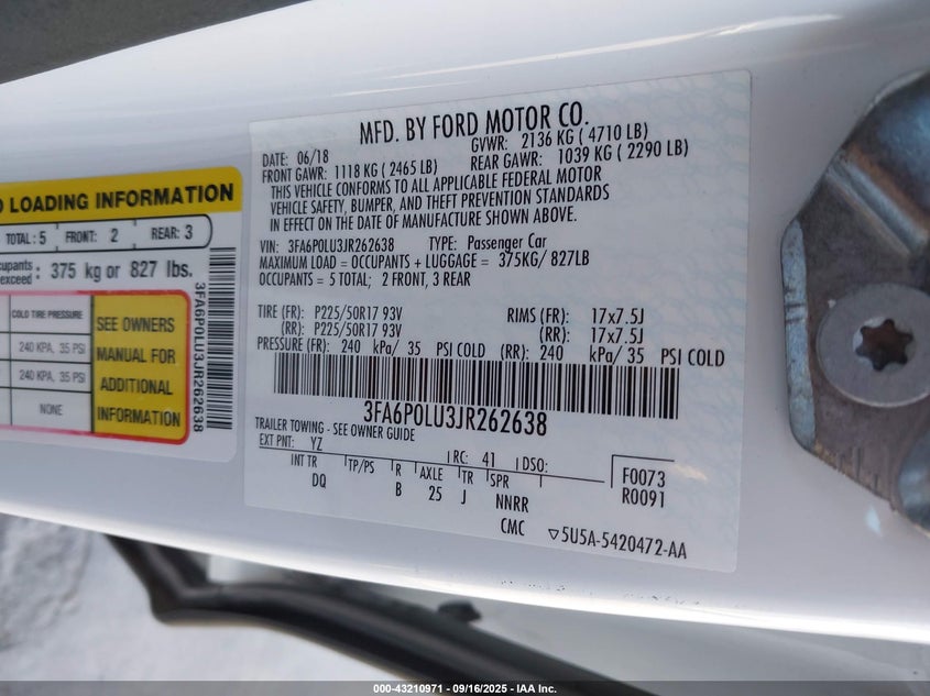 2018 FORD FUSION HYBRID SE - 3FA6P0LU3JR262638