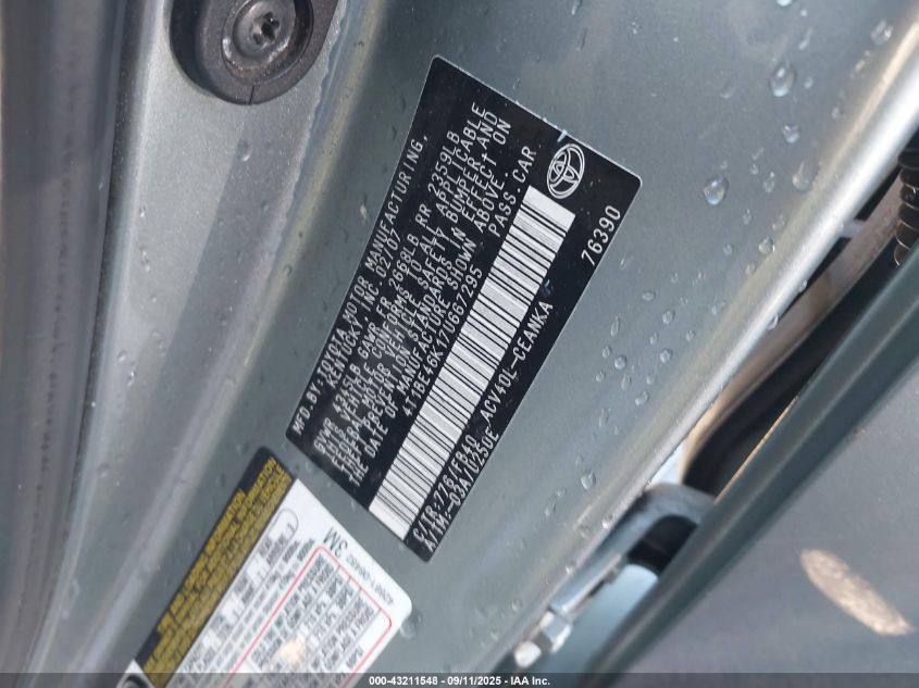 2007 Toyota Camry Le VIN: 4T1BE46K17U667295 Lot: 43211548