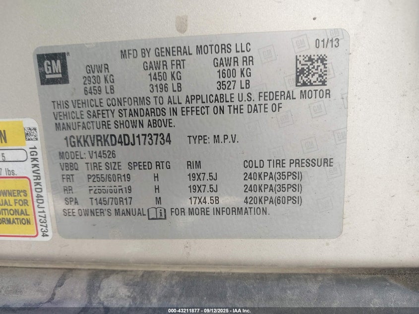 2013 GMC ACADIA SLT-1 - 1GKKVRKD4DJ173734