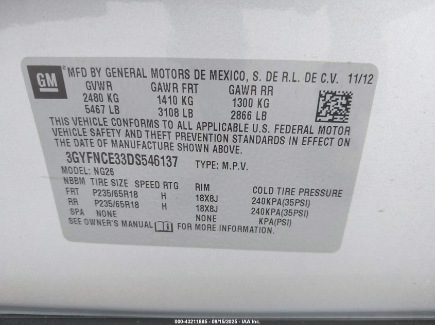 2013 CADILLAC SRX LUXURY COLLECTION - 3GYFNCE33DS546137