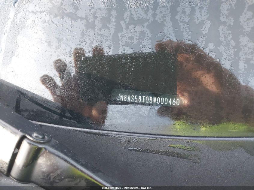 2008 Nissan Rogue Sl VIN: JN8AS58T08W000460 Lot: 43212026