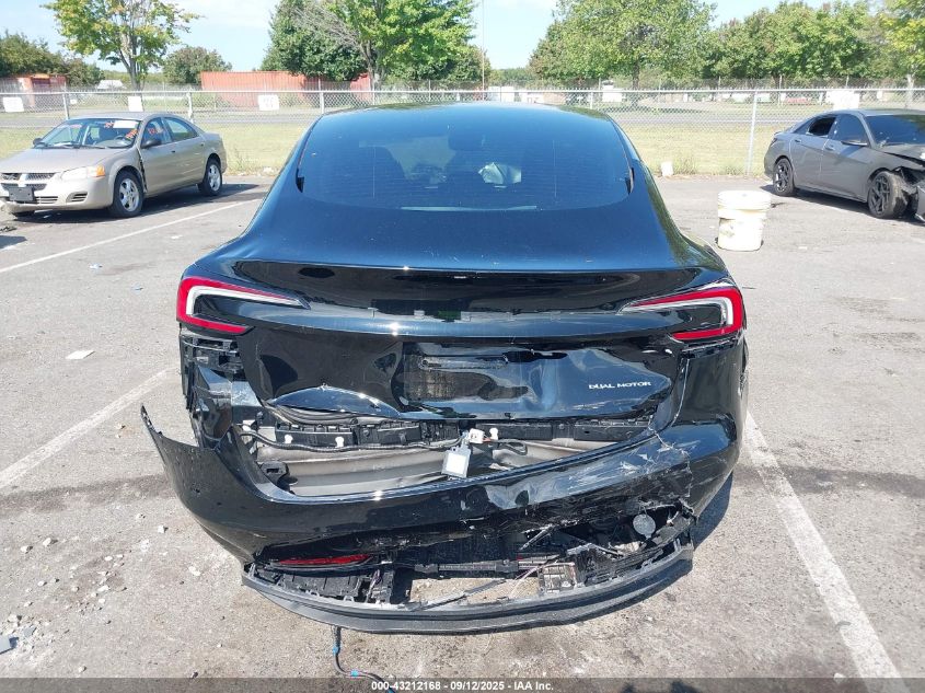 2025 Tesla Model 3 Long Range All-Wheel Drive VIN: 5YJ3E1EB5SF926431 Lot: 43212168