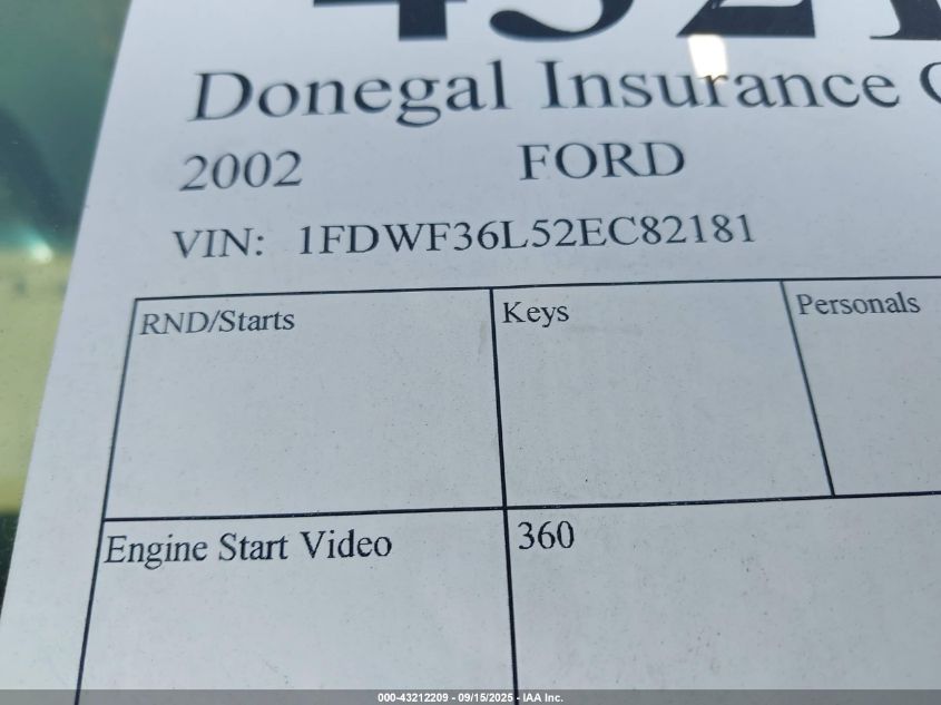 2002 Ford F-350 Xl/Xlt VIN: 1FDWF36L52EC82181 Lot: 43212209