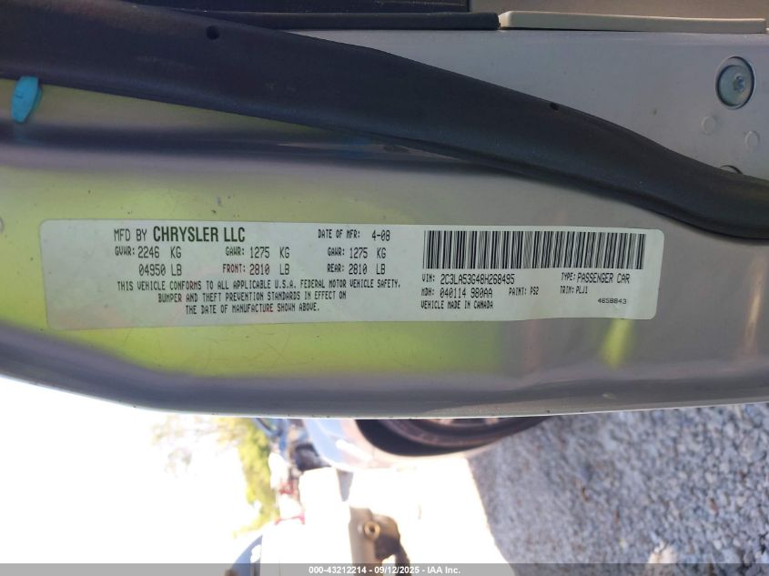 2008 Chrysler 300 Touring VIN: 2C3LA53G48H268495 Lot: 43212214