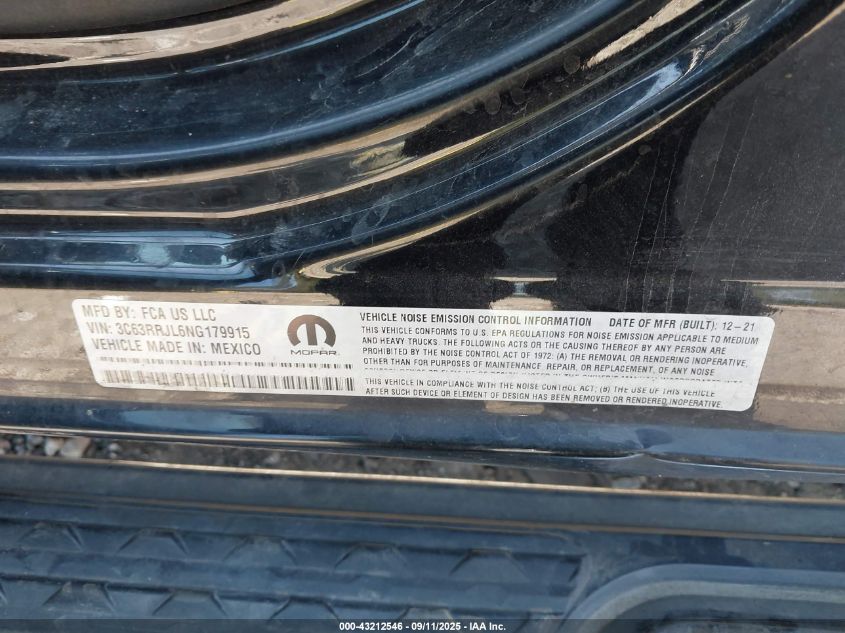 2022 Ram 3500 Laramie 4X4 8' Box VIN: 3C63RRJL6NG179915 Lot: 43212546