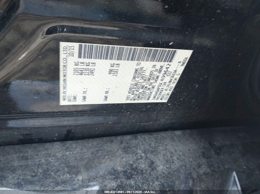 2016 Nissan Maxima 3.5 Platinum VIN: 1N4AA6AP3GC409642 Lot: 43212561