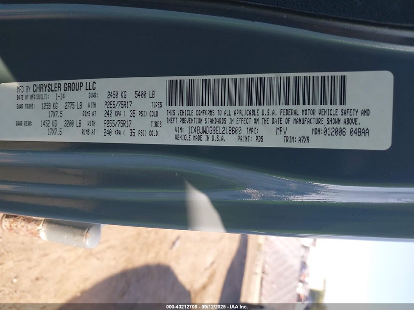 2014 JEEP WRANGLER UNLIMITED SPORT - 1C4BJWDG8EL218600