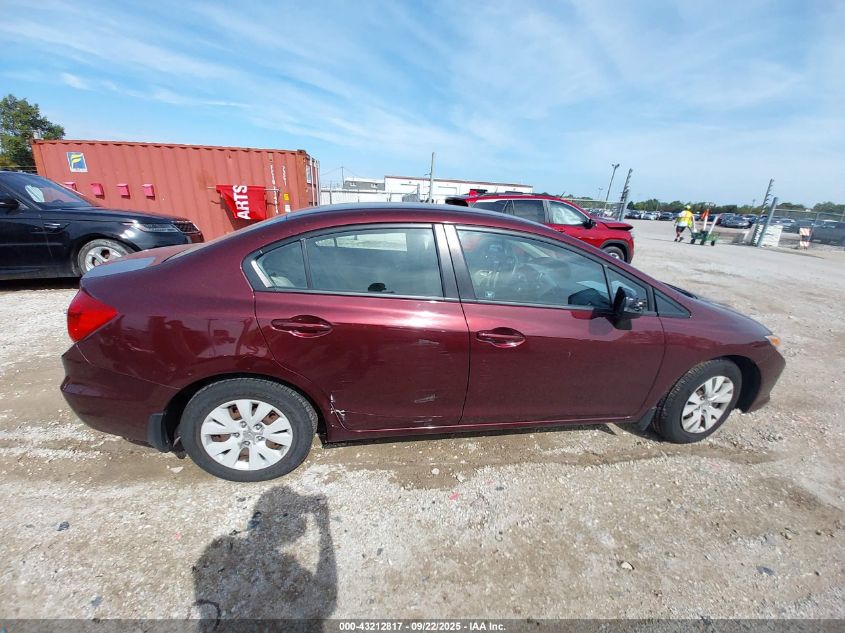 2012 Honda Civic Lx VIN: 19XFB2F53CE051104 Lot: 43212817