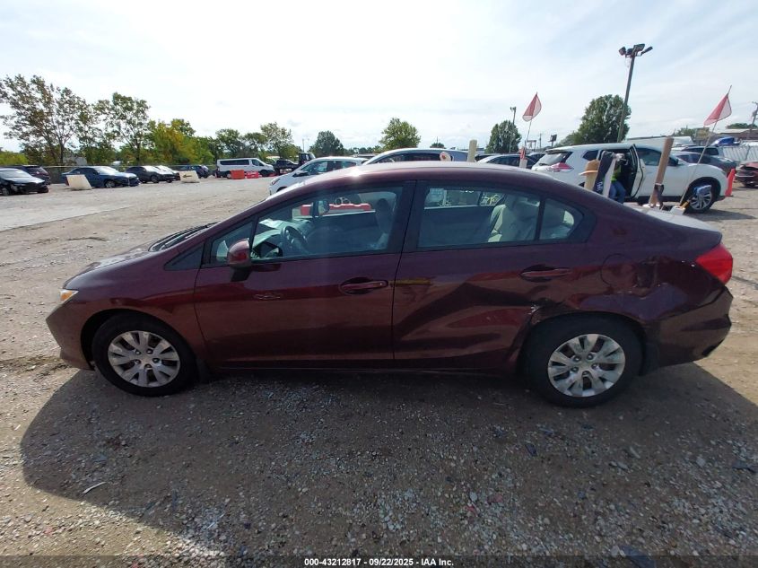 2012 Honda Civic Lx VIN: 19XFB2F53CE051104 Lot: 43212817