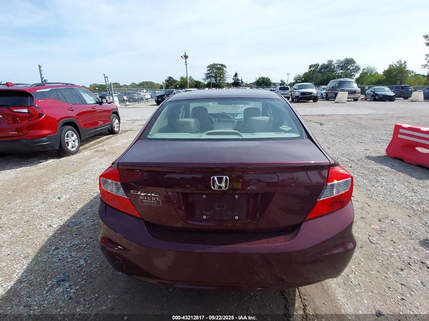 2012 Honda Civic Lx VIN: 19XFB2F53CE051104 Lot: 43212817